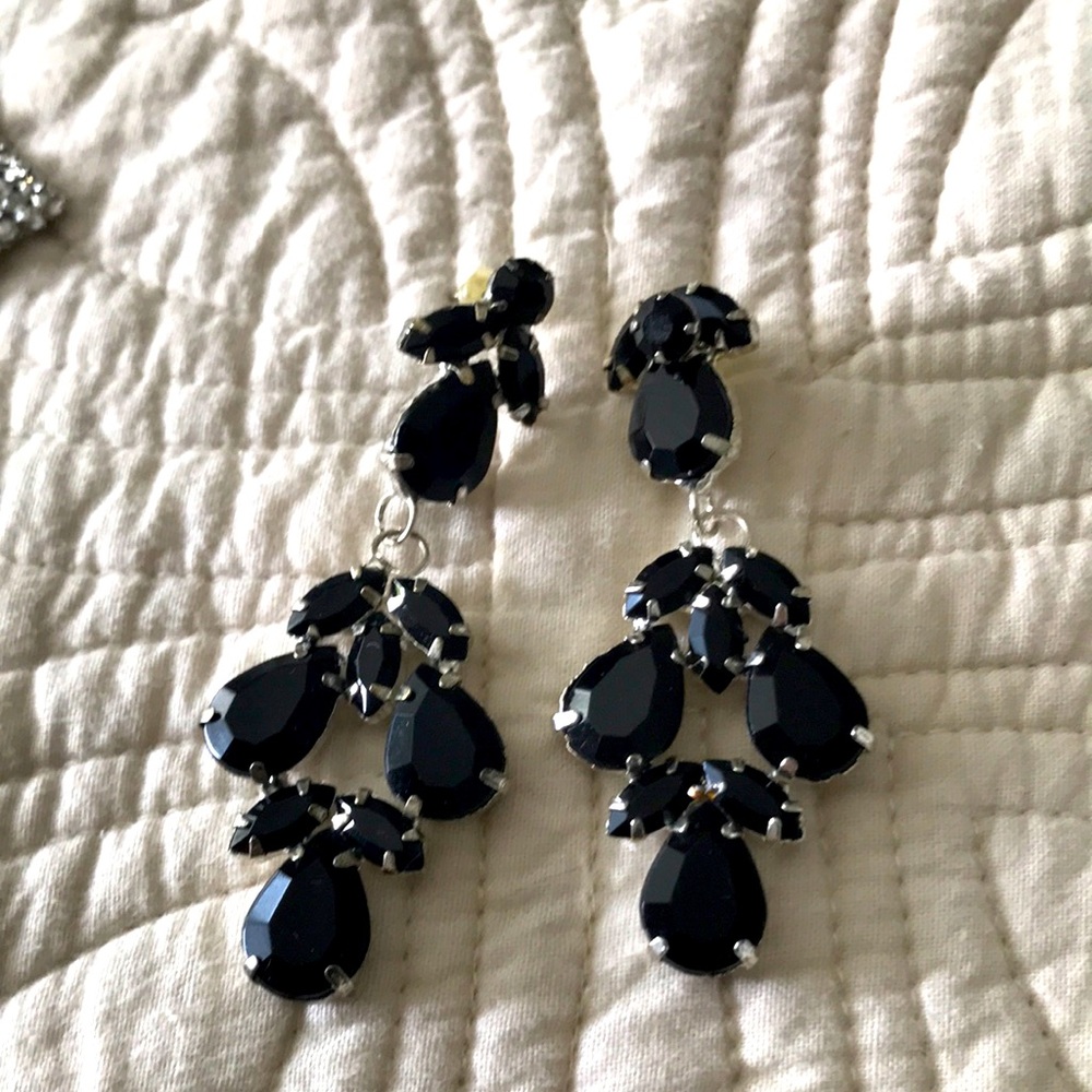 Black and silver chandelier earrings